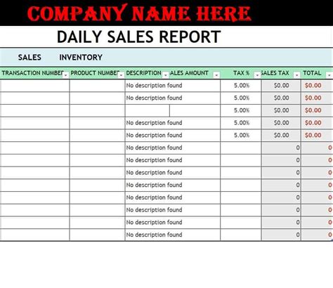 daily sales report template excel free download